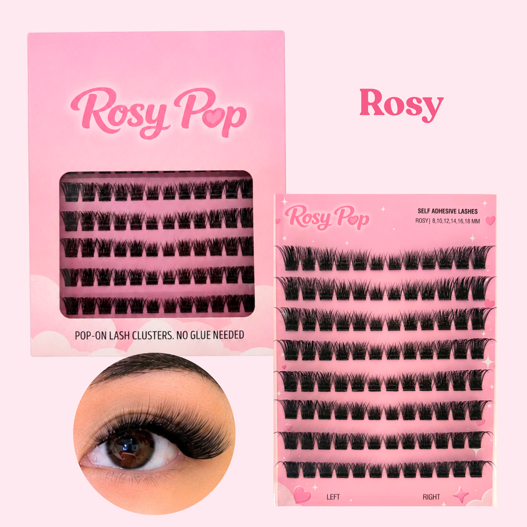 The Rosy Pop Collection (6 self adhesive lashes)